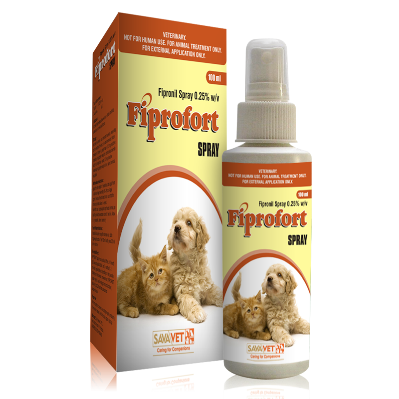 Savavet Fiprofort Fipronil Spray for Flea and Tick Control in Dogs and Cats