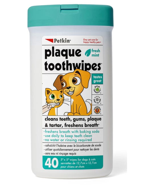 Petkin Plaque Toothwipes,40 counts,Fresh Mint