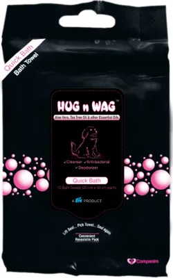 TTK Hug N Wag Quick Bath Towels Large Wet Wipes for Grooming Pets