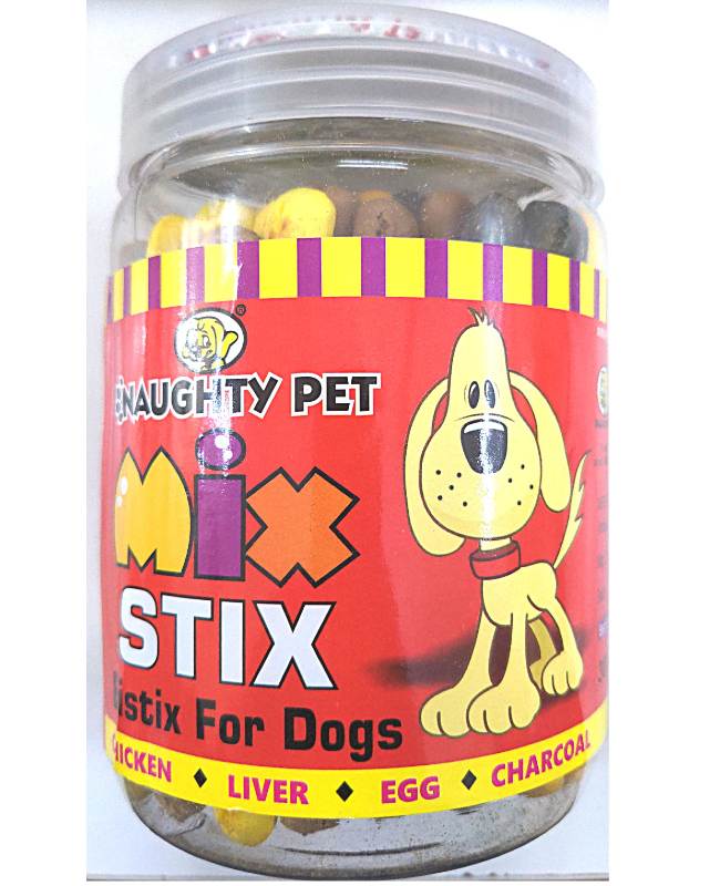 Naughty Pet Mix Stix Chicken, Liver, Egg and Charcoal Dog Biscuit Treats for Puppies and Dogs