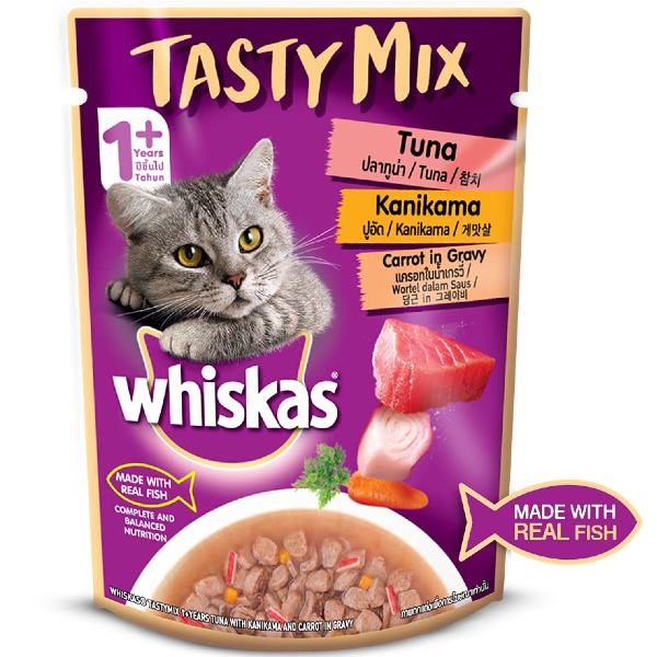 Whiskas Tasty Mix Tuna Kanikama Carrot in Gravy Cat Wet Food