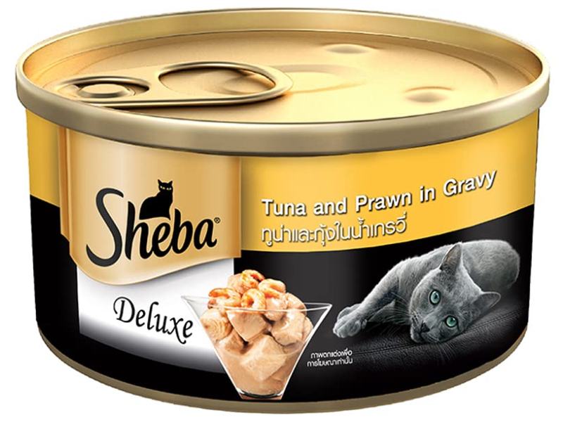 Sheba Deluxe Tuna and Prawn in Gravy Cat Wet Food in Can